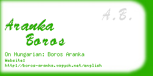 aranka boros business card